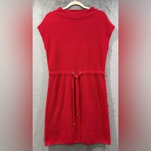 Lilly Pulitzer Knit Red Mini Dress Merino Wool Blend Drawstring Size Medium